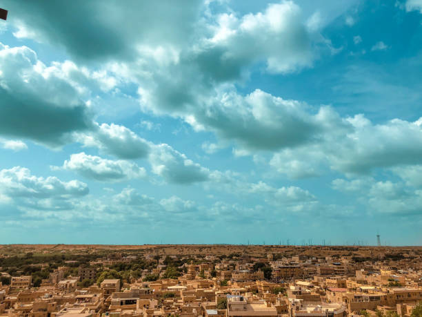 City View - From Jaisalmer Fort, Rajasthan City view in the evening. Picture taken from the edge of the Jaisalmer fort. getty image stock pictures, royalty-free photos & images