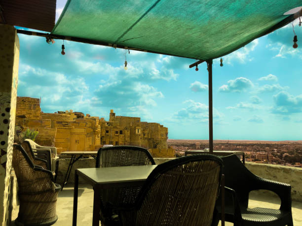 City View - From Jaisalmer Fort, Rajasthan City view in the evening. Picture taken from the edge of the Jaisalmer fort. getty image stock pictures, royalty-free photos & images