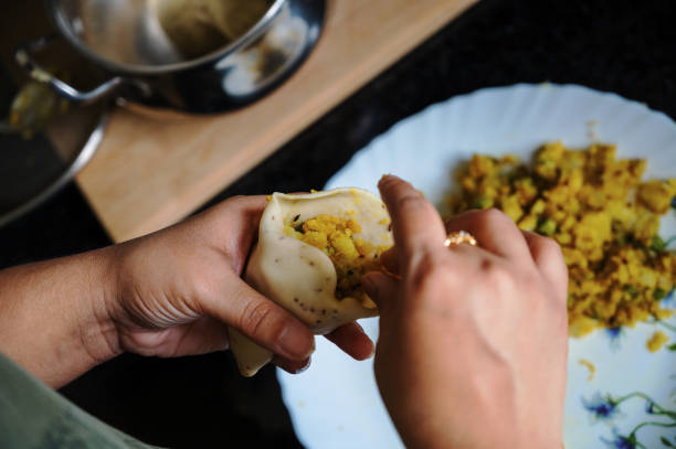 istock Homemade Samosas, filling samosa pocket 1 1222659601