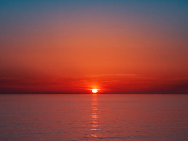 istock Beautiful bright red sea sunset without people and objects 1222660272