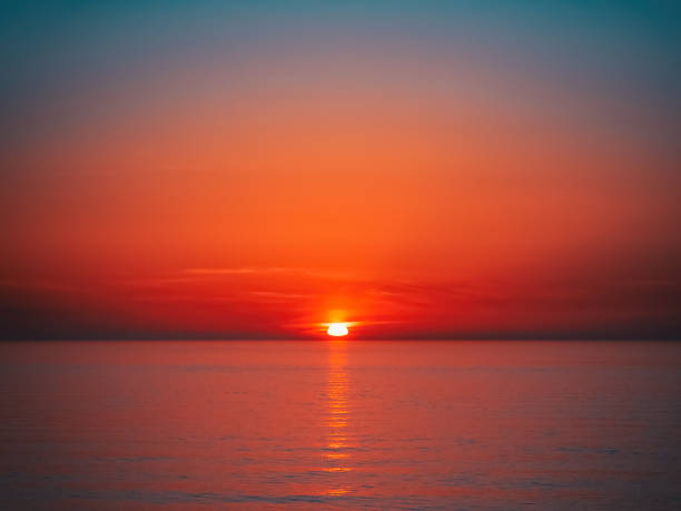 istock Beautiful bright orange sea sunset without people and objects 1222660341