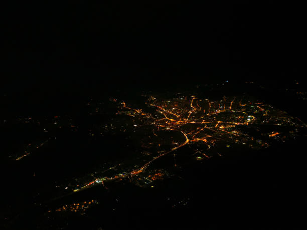 istock night view from a flight look like a flower 1222664573