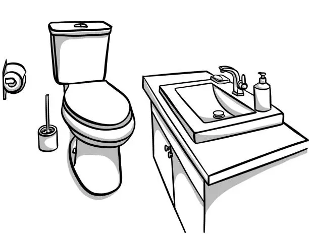 Vector illustration of Toilet And Bathroom Sink