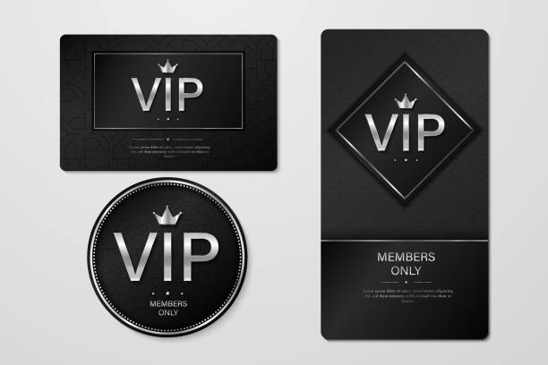 ilustrações de stock, clip art, desenhos animados e ícones de vip party premium invitation cards posters flyers. black and golden design template set. - platinum card