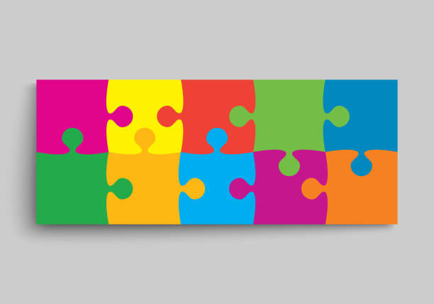 벡터 배경 만든 조각 퍼즐 직소, 프레임 - solution jigsaw piece jigsaw puzzle problems stock illustrations