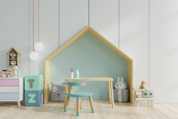 istock Mockup wall in the children's room on white wall background. 1222669581