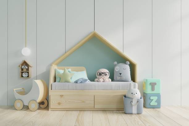 istock Mockup wall in the children's room on white wall background. 1222669585