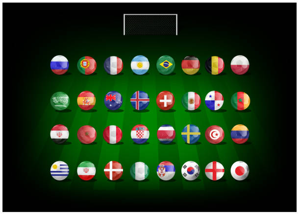 футбольный мяч в флаге с фоном футбольного стадиона. - england senegal stock illustrations