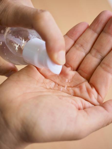 istock Hand disinfection process, infection prevention, personal hygiene 1222678622