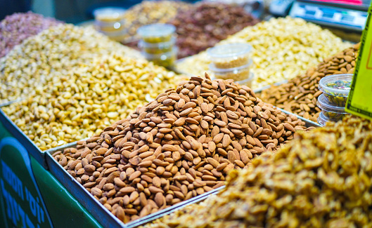 Dry Fruits and Nuts sold at a Market in Israel