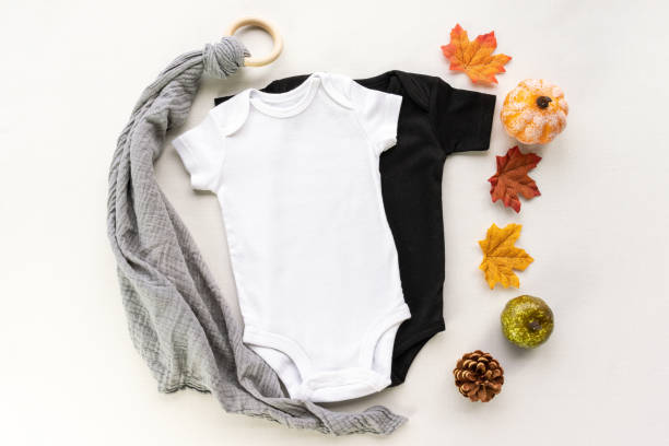 istock Black and white baby vest mockup 1222680707