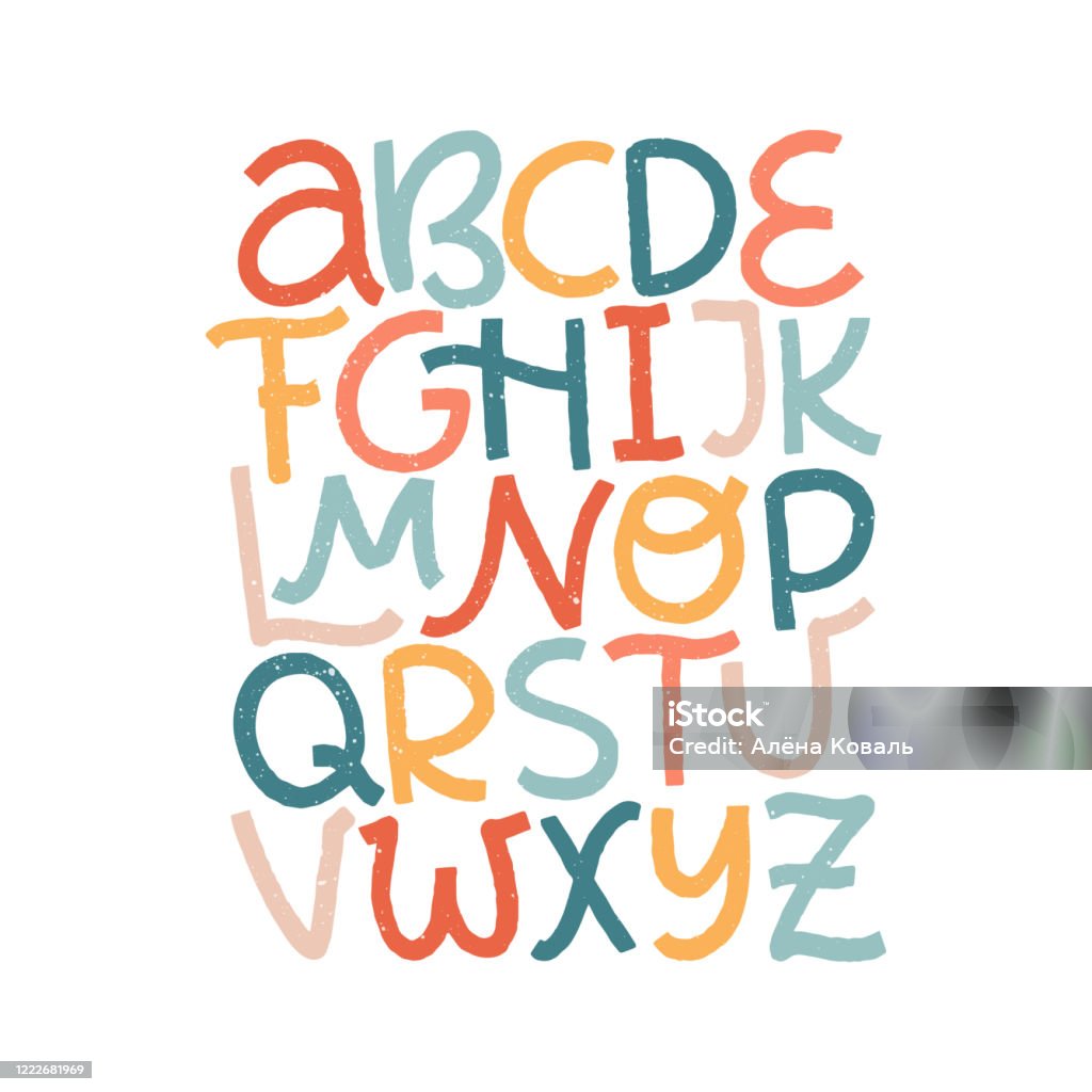 Cartoon English Alphabet Abc Funny Hand Drawn Graphic Font Stock  Illustration - Download Image Now - iStock
