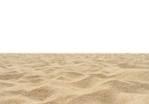 Beach sand on white background, nature beach sand, sand pattern, sand texture.