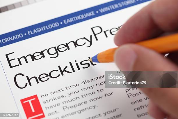 Emergency Checklist Stock Photo - Download Image Now - Accidents and Disasters, Emergency Sign, Letter - Document