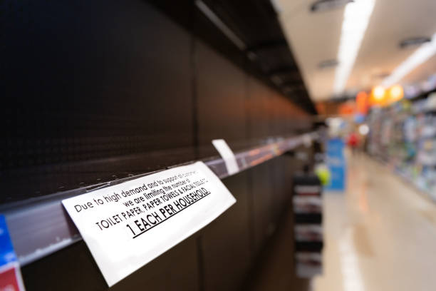 istock Empty Store Shelves with Epidemic Shortages 1222691799