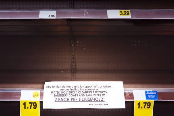 istock Empty Store Shelves with Epidemic Shortages 1222691838
