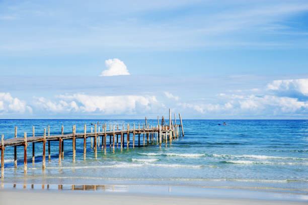 istock Wooden bridge at sea. 1222692716