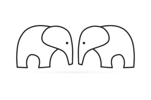 istock Doodle coloring page book elefant. Sketch icon isolated on white. Hand drawing line art. Outline vector stock illustration 1222692773