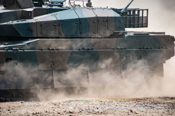 istock Japanese tank in military training field 1222692812