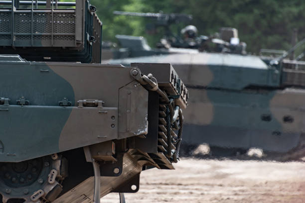 istock Japanese tank in military training field 1222692840