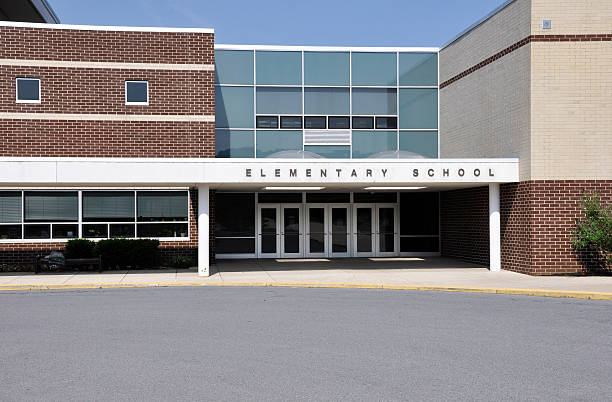elementary school in Pennsylvania Building entrance for an elementary school in Saucon Valley, Pennsylvania. elementary school building photos stock pictures, royalty-free photos & images