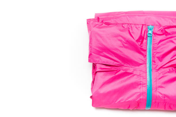 istock Folded pink zipper windbreaker jacket, rain proof jacket hoodie. 1222694762