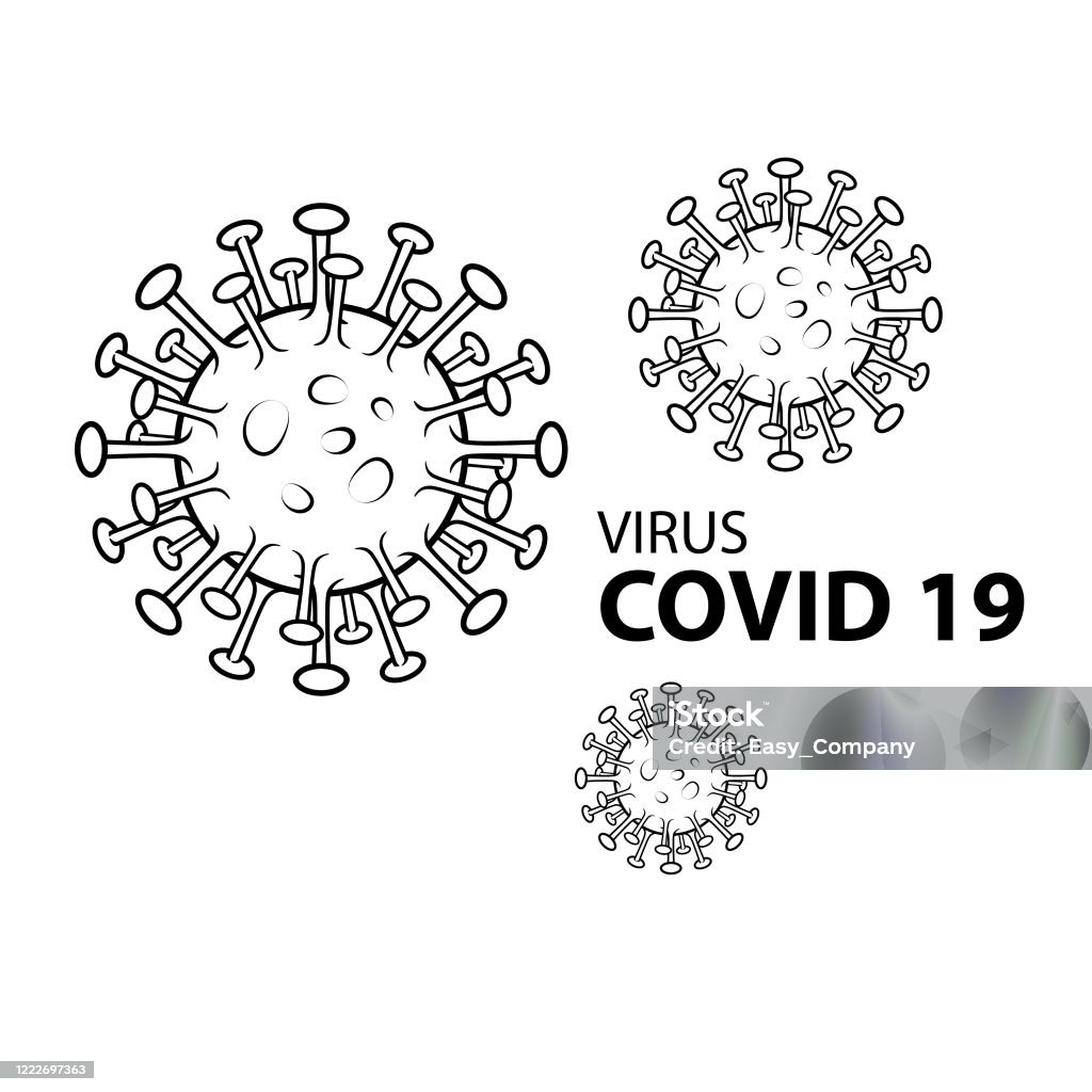 Drawing Shape of Coronavirus or covid-19 illustration as cartoon isolated on white background for coloring pages. Drawing Shape of Coronavirus or covid-19 illustration as cartoon Black and White Cartoon illustration isolated in the white background used for children to learn to draw and color. Antibiotic stock vector
