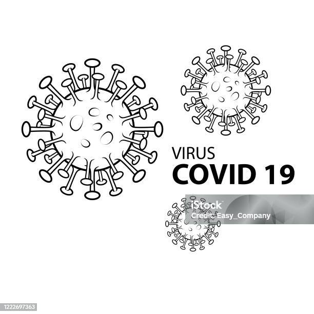 Drawing Shape Of Coronavirus Or Covid19 Illustration As Cartoon Isolated On White Background For Coloring Pages Stock Illustration - Download Image Now