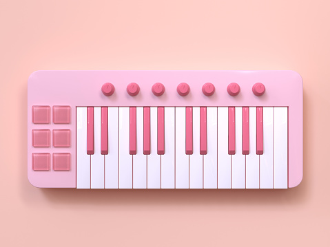 Pink Mini Piano Keyboard Cartoon Style 3d Rendering Stock Photo - Download  Image Now - iStock