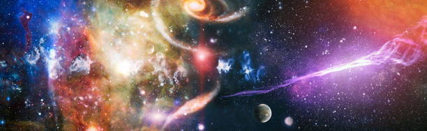 istock Panorama. Horizontal view for a glass panels . Template banner , Elements furnished by NASA . 1222698196