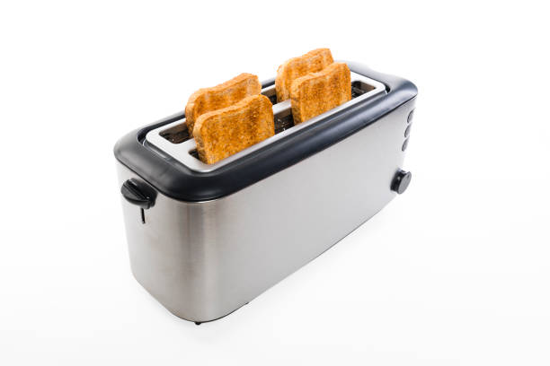 istock Toaster with crispy toastbread in front of white background 1222702412