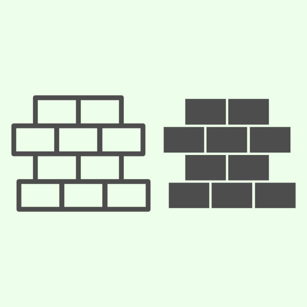 ilustrações de stock, clip art, desenhos animados e ícones de brick line and solid icon. building wall with bricks symbol, outline style pictogram on white background. homebuilding and brickwork orhome repair vector sign for web and mobile concept. - brick single object solid construction material