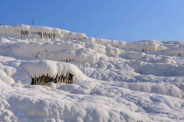 Photo of Travertine terrace formations at Pamukkale (cotton castle), Denizli, Turkey