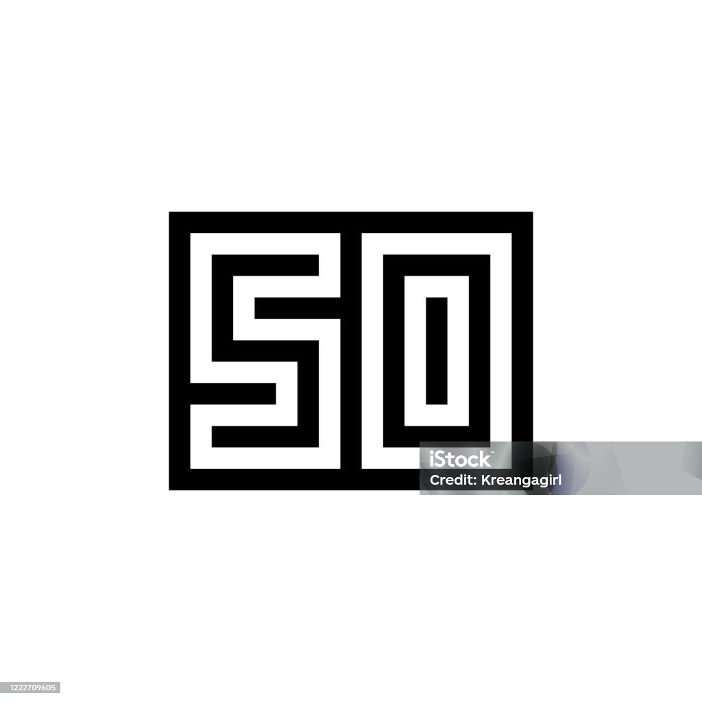 Number 50 Icon Design With Black And White Background Stock