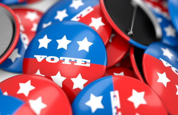 istock Vote election badge button, vote USA, 3D rendering 1222710487