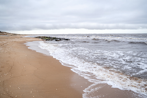 Stormy day at the beach of Angelholm, Sweden.