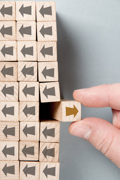 istock Wooden Blocks with Arrow Change Concept 1222713176