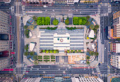 Aerial View of Empty San Francisco Union Square during Shelter in Place