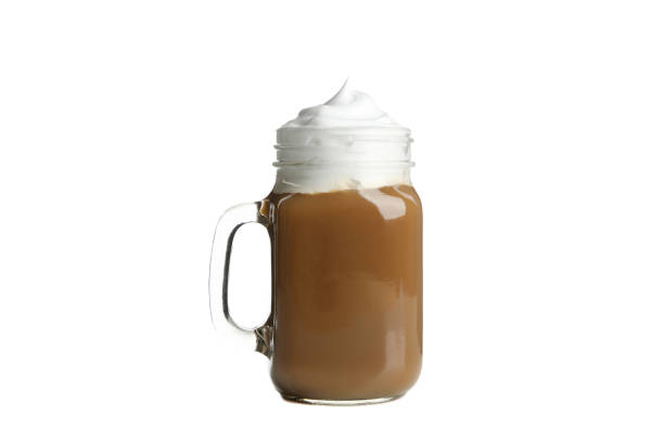 istock Iced coffee with poured cream isolated on white background 1222717640