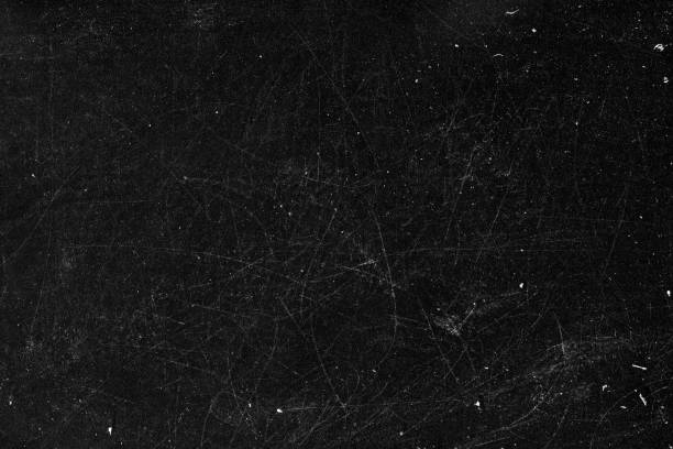 dust scratches background distressed film black Dust scratches background. Distressed film layer. White noise on black copy space. scratched stock pictures, royalty-free photos & images