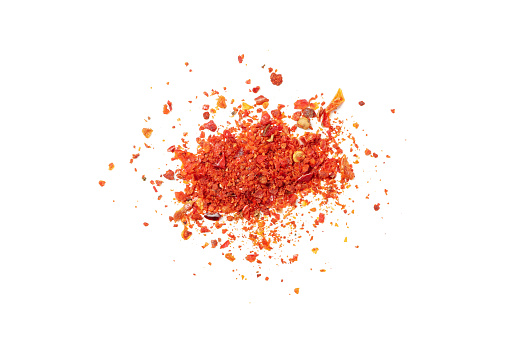 Bunch of pepper powder spice isolated on white background