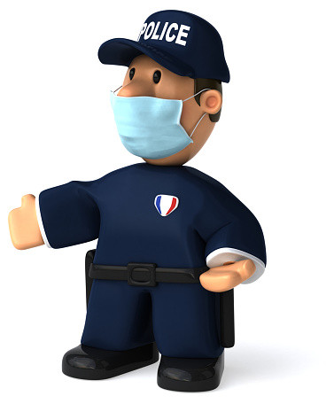 3D Illustration of a cartoon policeman