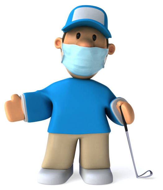 istock 3D Illustration of a cartoon golfer 1222723146