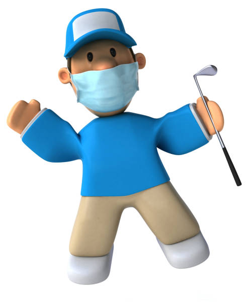 istock 3D Illustration of a cartoon golfer 1222723156