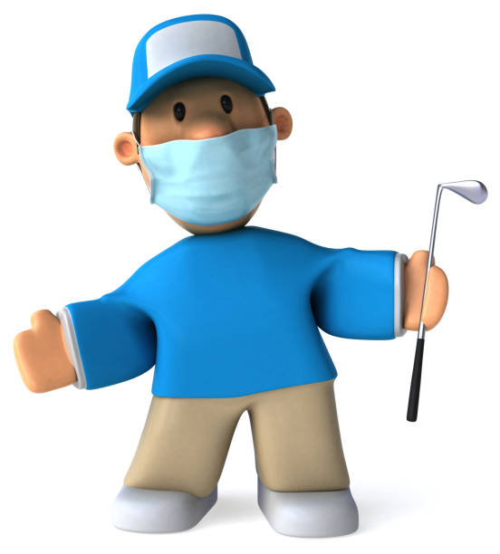 istock 3D Illustration of a cartoon golfer 1222723162