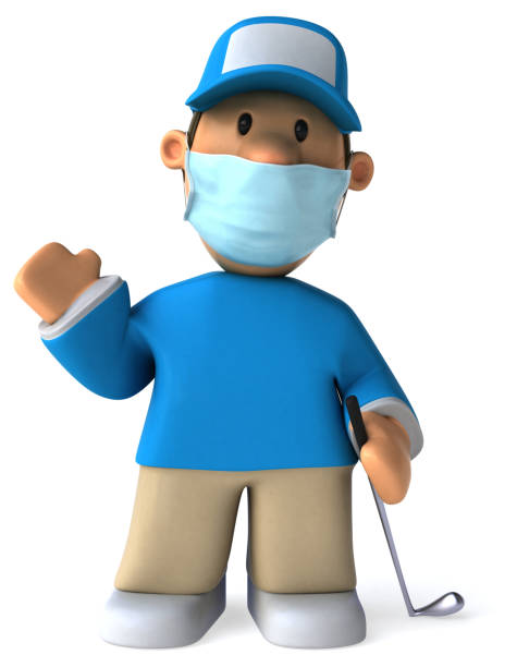 istock 3D Illustration of a cartoon golfer 1222723183