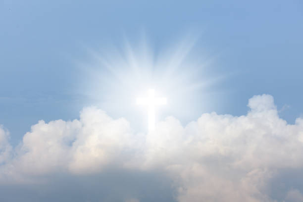 istock Religious background with Holy Cross glowing 1222724146