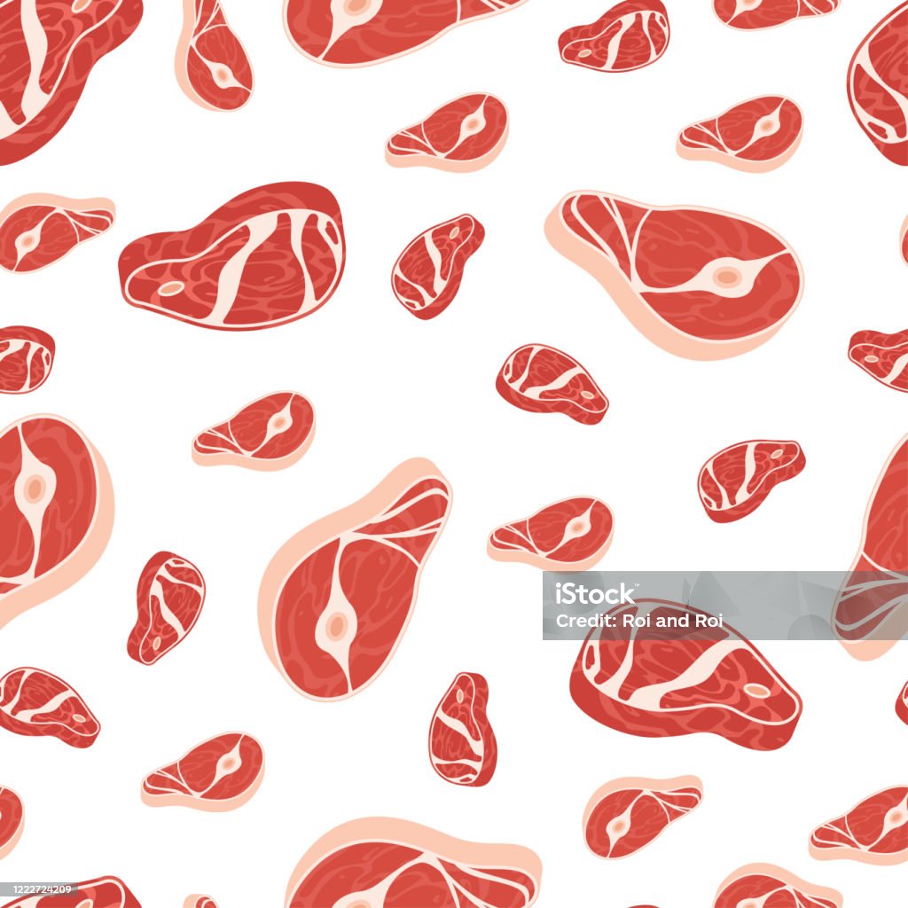 Ilustración de Patrón Sin Costuras Vectorial De Carne Sobre Un Fondo Blanco Para Fondo De Pantalla Envoltura Embalaje Y Telón De Fondo y más Vectores Libres de Derechos de Carne de vaca - Ilustración de Patrón Sin Costuras Vectorial De Carne Sobre Un Fondo Blanco Para Fondo De Pantalla Envoltura Embalaje Y Telón De Fondo y más Vectores Libres de Derechos de Carne de vaca -