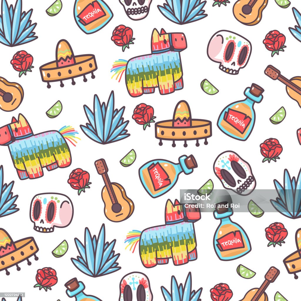Ilustración de México Elementos Lindos Vector Dibujos Animados Patrón Sin Costuras En Un Fondo Blanco Para Fondo De Pantalla Envoltura Embalaje Y Telón De Fondo y más Vectores Libres de Derechos de Ilustración de México Elementos Lindos Vector Dibujos Animados Patrón Sin Costuras En Un Fondo Blanco Para Fondo De Pantalla Envoltura Embalaje Y Telón De Fondo y más Vectores Libres de Derechos de