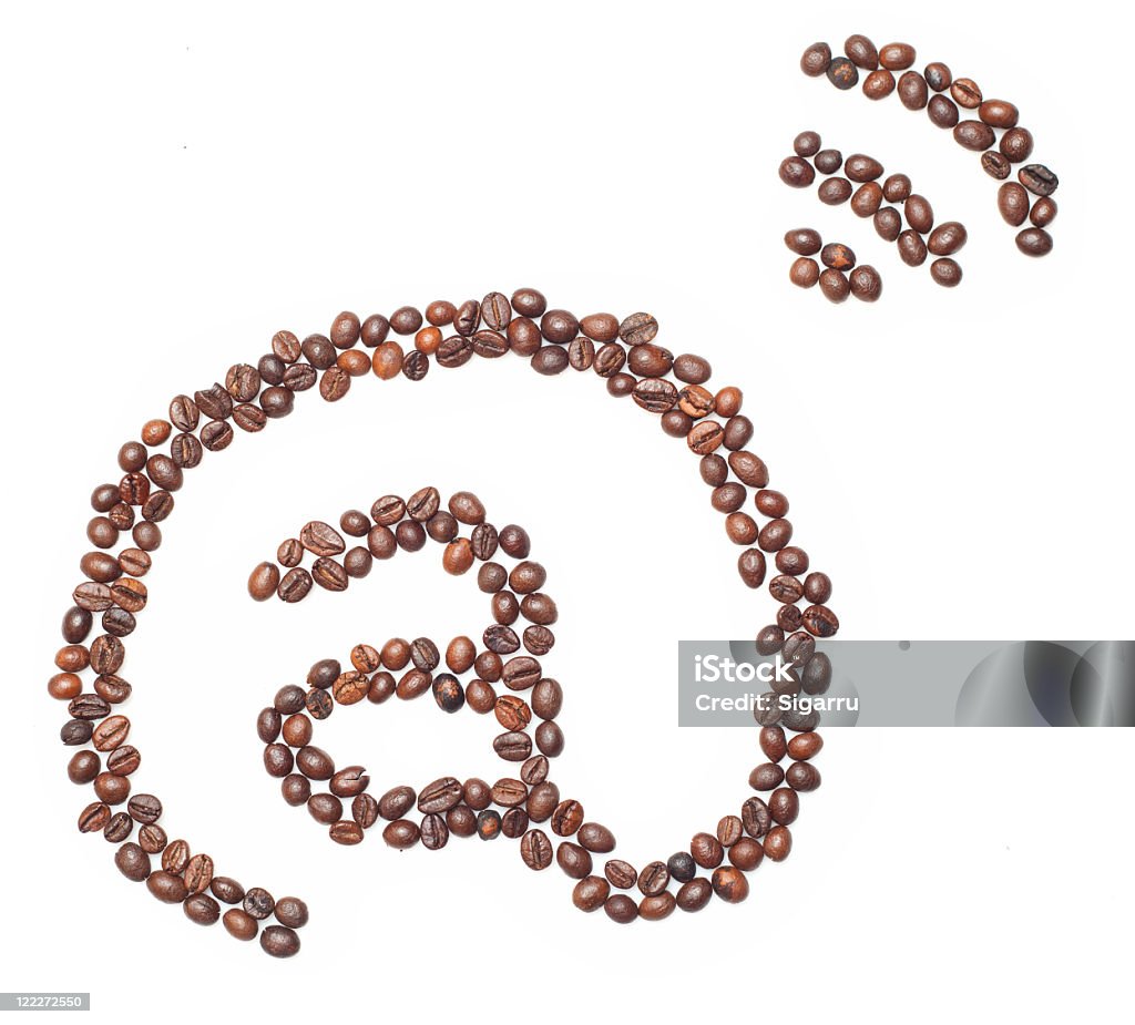 Panneau «AU» avec les grains de café - Photo de Aliment rôti libre de droits